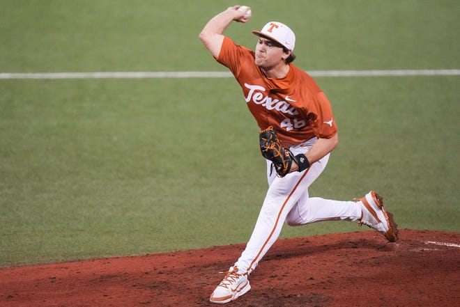Texas pitcher Cole Selvig throws a pitch during the Longhorns' game against Houston Christian on Feb. 20.